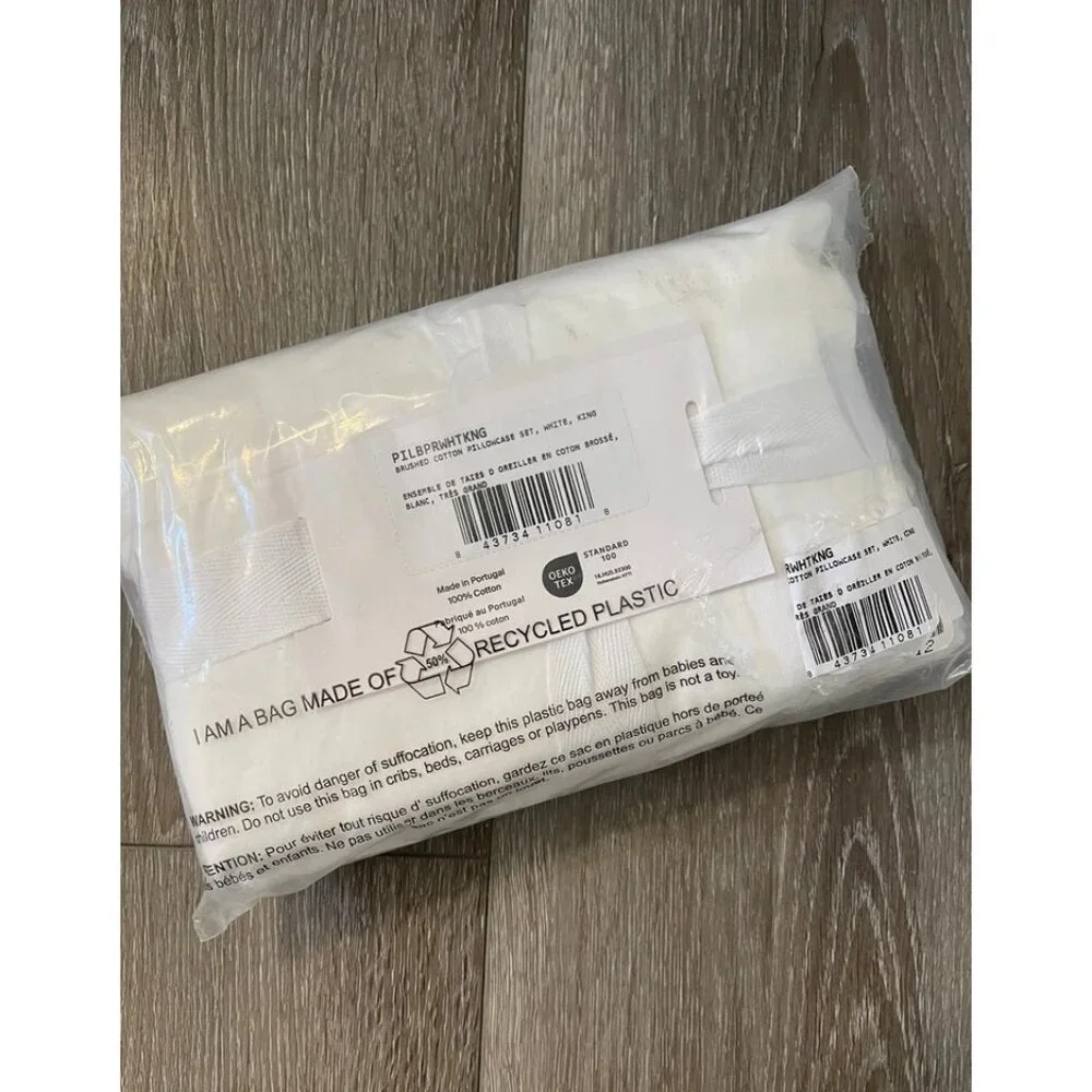 NEW PARACHUTE Home Brushed Cotton Back Envelope Pillowcase Set – White